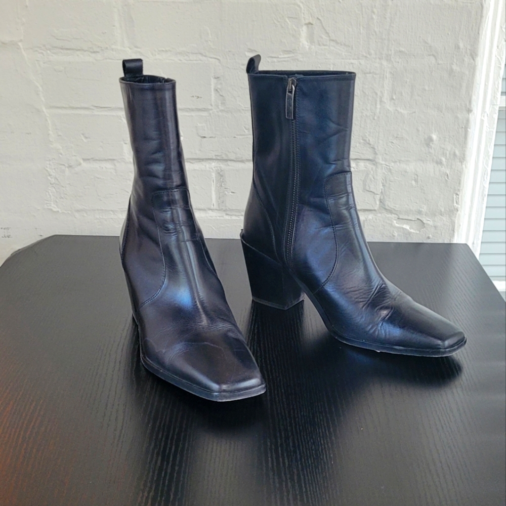 Black Heeled Boots - Sleek Leather - 9.5 - Thursday Boot Company